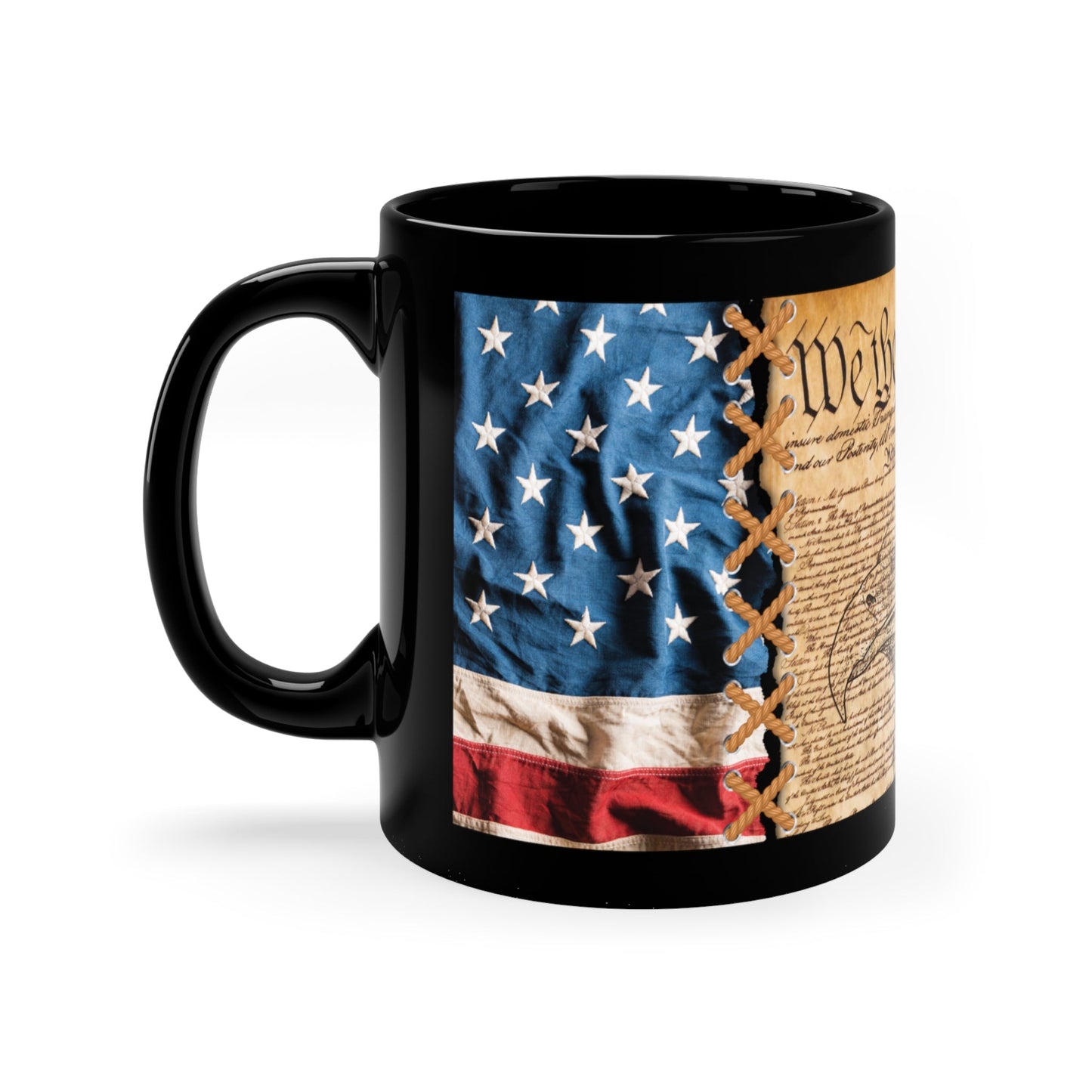 We The People W/ Flag - 11oz Black Mug - Premium Mug from Printify - Just $8.15! Shop now at Grizzly Creek Apparel
