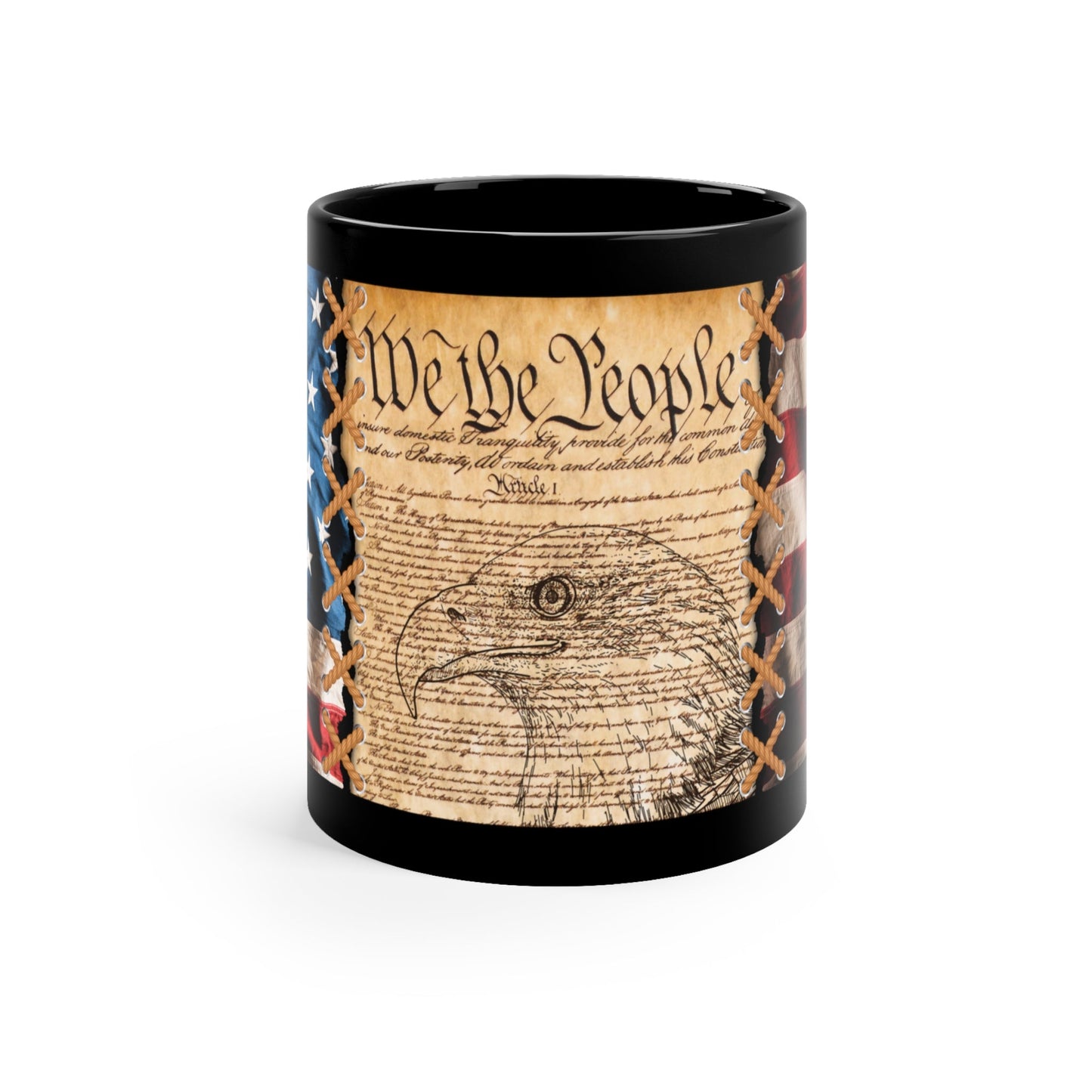 We The People W/ Flag - 11oz Black Mug - Premium Mug from Printify - Just $8.15! Shop now at Grizzly Creek Apparel