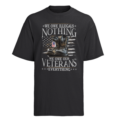 We owe illegals nothing, we owe veterans everything - premium Unisex T-shirt - Premium T-Shirt from Grizzly Creek Apparel - Just $28.97! Shop now at Grizzly Creek Apparel