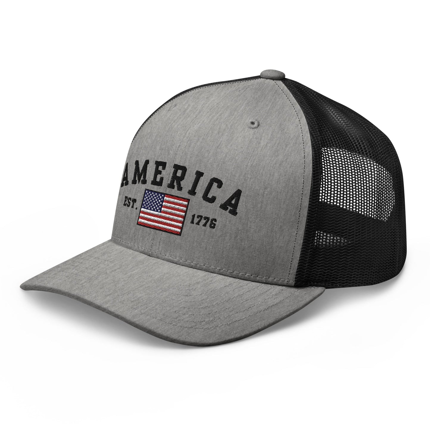 America Est. 1776 - Yupoong 6606 Trucker Cap - Premium Trucker Hat from Grizzly Creek Apparel - Just $32.97! Shop now at Grizzly Creek Apparel
