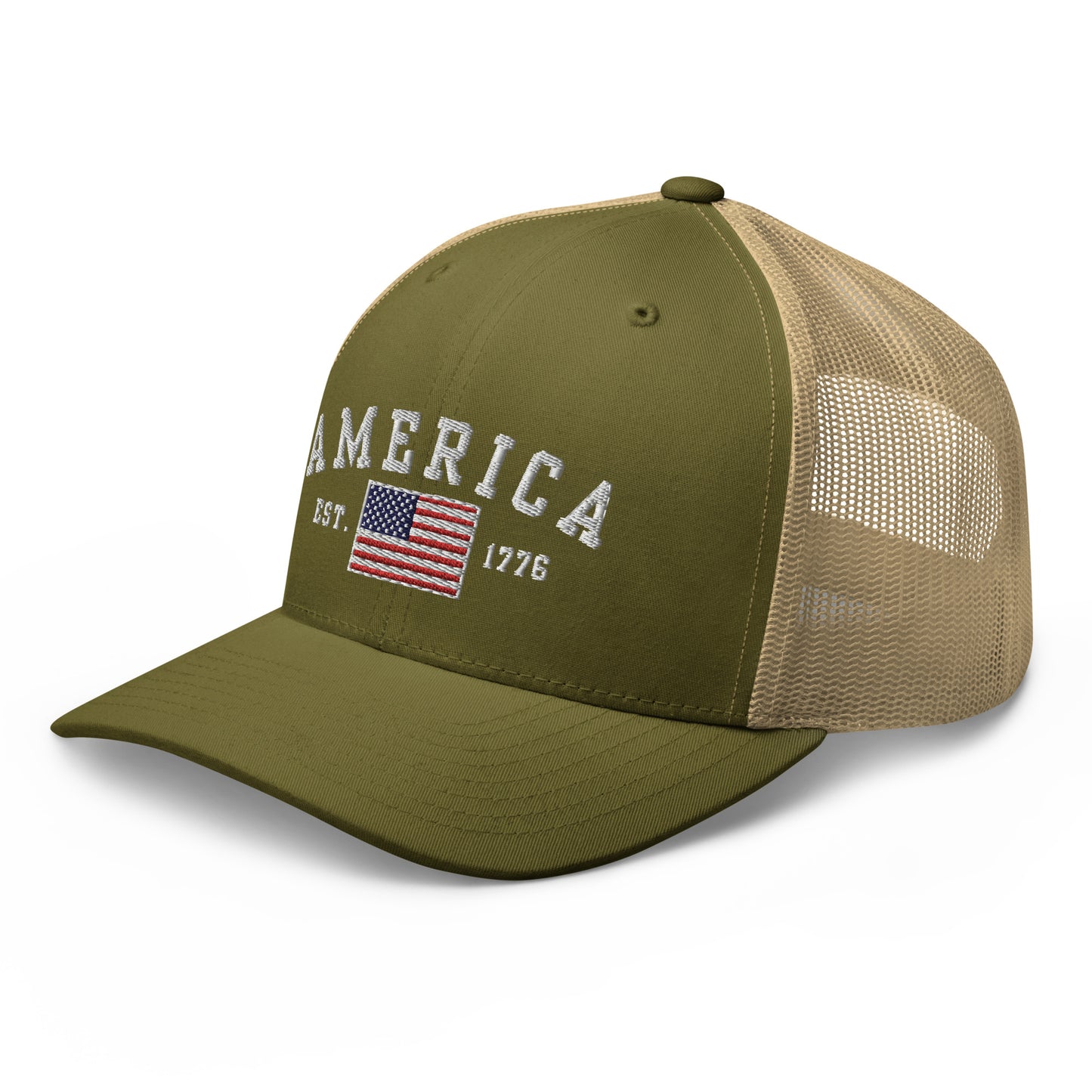 America Est. 1776 - Yupoong 6606 Trucker Cap - Premium  from Grizzly Creek Apparel - Just $32.97! Shop now at Grizzly Creek Apparel